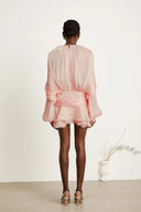Aveline Pink Fully Pleated Ruffled Mini Dress - Aura Muse