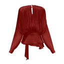 Aveline Red Fully Pleated Ruffled Mini Dress - Aura Muse
