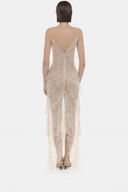 Bardot Cream Layered Floral Lace Maxi Dress with Bow - Aura Muse