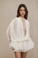 Beatrice Pearl Ivory Sheer Lace Draped Ensemble Set - Aura Muse