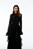 Beaune Black Floral Lace Embellished Maxi Dress - Aura Muse
