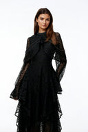 Beaune Black Floral Lace Embellished Maxi Dress - Aura Muse