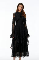 Beaune Black Floral Lace Embellished Maxi Dress - Aura Muse
