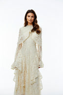 Beaune Yellow Floral Lace Embellished Maxi Dress - Aura Muse