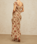 Bellatrix ruffled floral - print flared maxi dress - Aura Muse