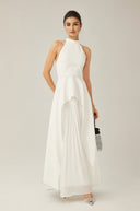 Bérénice halterneck layered long dress - Aura Muse