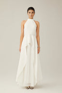 Bérénice halterneck layered long dress - Aura Muse
