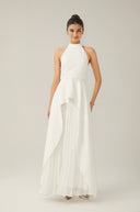 Bérénice halterneck layered long dress - Aura Muse