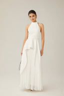Bérénice halterneck layered long dress - Aura Muse