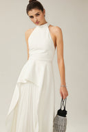 Bérénice halterneck layered long dress - Aura Muse