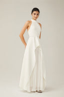 Bérénice halterneck layered long dress - Aura Muse