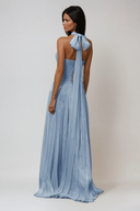Bernadette Blue Gathered Maxi Dress - Aura Muse