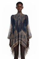 Berta Blue Baroque Print High Neck Mini Dress - Aura Muse
