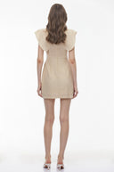 Berthe White Embellished Mini Dress with Cap Sleeves - Aura Muse