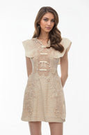 Berthe White Embellished Mini Dress with Cap Sleeves - Aura Muse