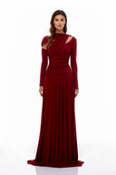 Bethany Red Cut-Out Ruched Maxi Dress - Aura Muse