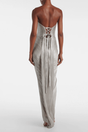 Bethany Silver Off Shoulder Slit Maxi Dress - Aura Muse