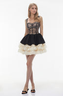 Bexley Black Sweetheart Rhinestone Mini Dress - Aura Muse
