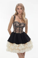 Bexley Black Sweetheart Rhinestone Mini Dress - Aura Muse
