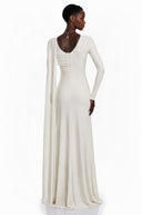 Bianca White Asymmetrical Maxi Dress with Cape Sleeves - Aura Muse
