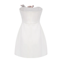 Bianca White Strapless Lily Appliqué Flared Mini Dress - Aura Muse