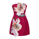 Bianca White Strapless Lily Appliqué Flared Mini Dress - Aura Muse