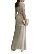 Blair Neutral Lace Sheer Panel Maxi Dress - Aura Muse