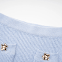 Blanche Blue Knit Two - Piece Blouse and Skirt Set - Aura Muse