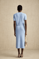 Blanche Blue Knit Two - Piece Blouse and Skirt Set - Aura Muse