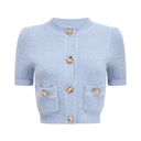 Blanche Blue Knit Two - Piece Blouse and Skirt Set - Aura Muse