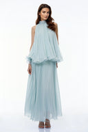Blandina Blue Pleated Top & Skirt Set - Aura Muse