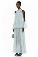 Blandina Blue Pleated Top & Skirt Set - Aura Muse