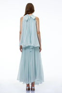 Blandina Blue Pleated Top & Skirt Set - Aura Muse