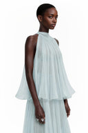 Blandina Blue Pleated Top & Skirt Set - Aura Muse