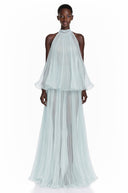 Blandina Blue Pleated Top & Skirt Set - Aura Muse