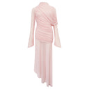 Bonnie Pink Asymmetrical Ruched Mesh Maxi Dress - Aura Muse