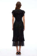Briella Black Lace Ruffled Maxi Dress - Aura Muse