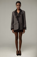 Calantha grey lace - panel blazer - Aura Muse