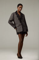 Calantha grey lace - panel blazer - Aura Muse