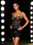 Calypso Spaghetti Lace Leather Skirt Set - Aura Muse