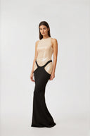 Capucine black panelled sequined corset maxi dress - Aura Muse