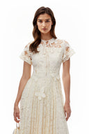 Cassidy White Floral Lace Maxi Dress with Butterfly Applique - Aura Muse