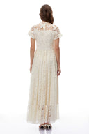 Cassidy White Floral Lace Maxi Dress with Butterfly Applique - Aura Muse