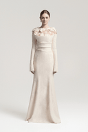 Cavella White Floral Appliqué Off - Shoulder Gown - Aura Muse