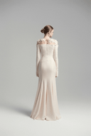 Cavella White Floral Appliqué Off - Shoulder Gown - Aura Muse
