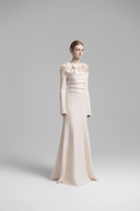 Cavella White Floral Appliqué Off - Shoulder Gown - Aura Muse