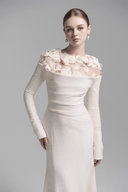 Cavella White Floral Appliqué Off - Shoulder Gown - Aura Muse