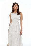 Caylee White Sleeveless Floral Embroidered Maxi Dress - Aura Muse