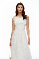 Caylee White Sleeveless Floral Embroidered Maxi Dress - Aura Muse