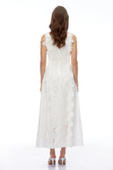 Caylee White Sleeveless Floral Embroidered Maxi Dress - Aura Muse